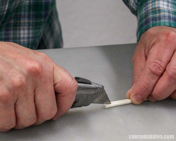 When wiring a plug the cord needs to be split with a utility knife to separate the wires