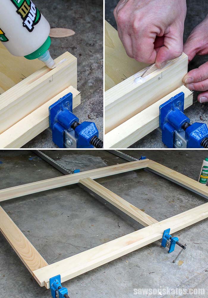 Assembling a wood window screen frame with glue and biscuits