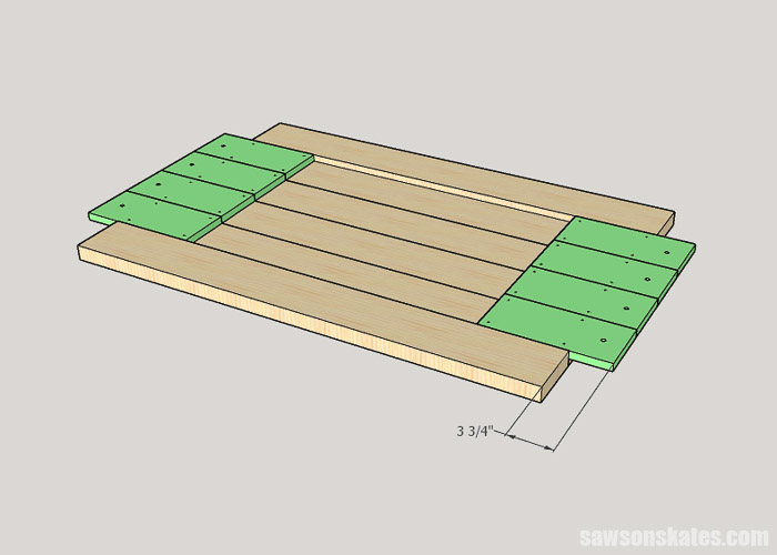 Sketch showing how to attach a tongue to a DIY farmhouse table top