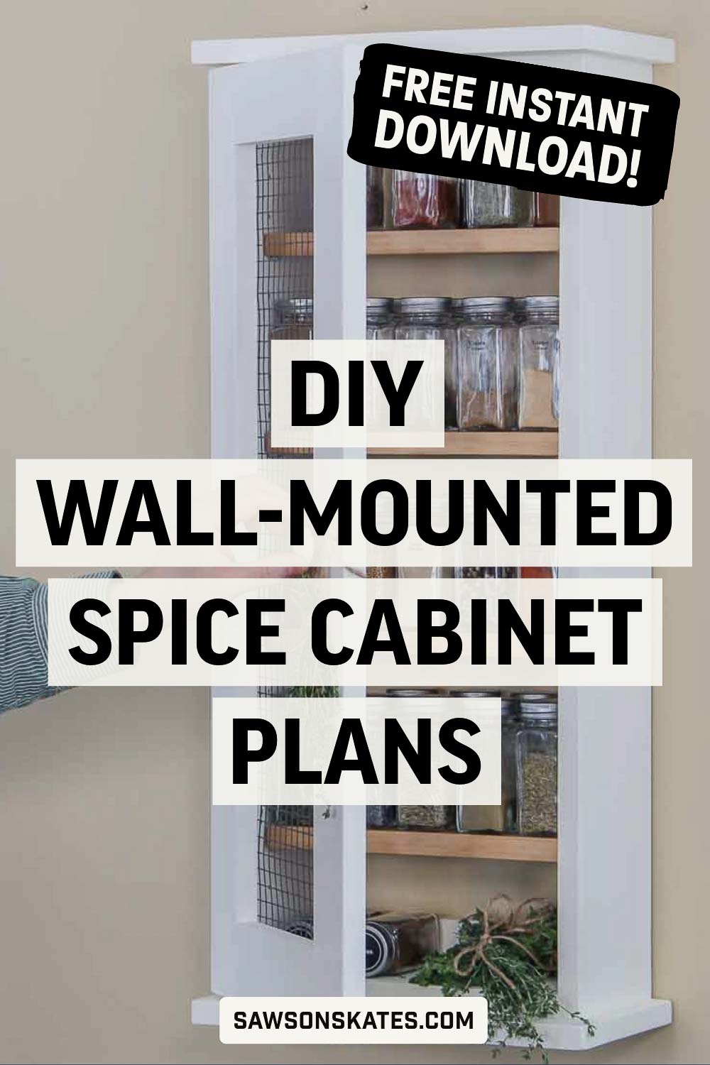 Wall-Mounted DIY Spice Rack Plans (Easy + Rustic) | Saws on Skates®