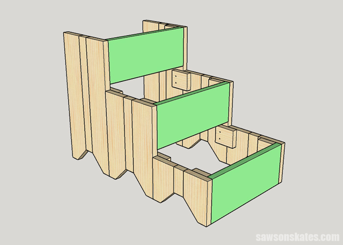 Attaching risers to DIY dog stairs