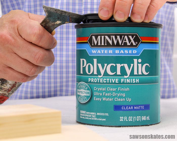 Opening a can of Polycrylic protective finish