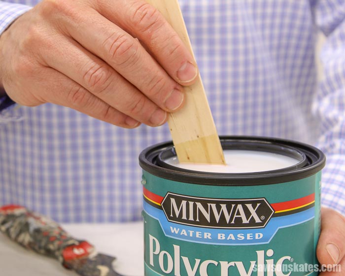 Stirring Polycrylic with a paint stick