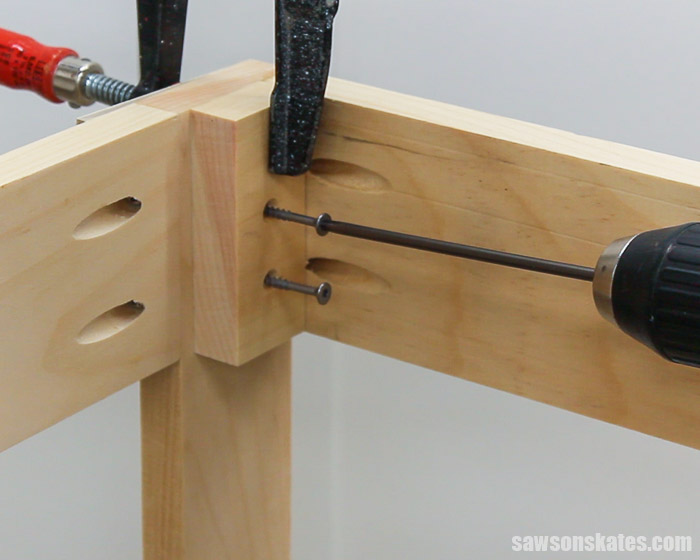 Attaching mounting blocks for a DIY desk