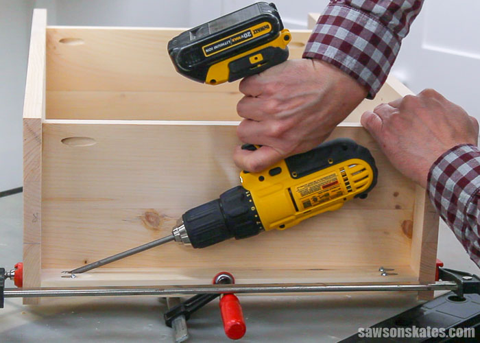 Attaching the front rail of a DIY display cabinet