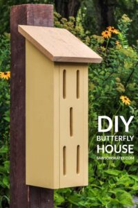 Add charm to your backyard or a touch of whimsy to your flower garden with a DIY butterfly house! It’s easy to make with a few pieces of wood, a few common tools, and these free plans.