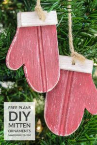 Adorable! These DIY mitten Christmas ornaments are easy to make with scrap wood and craft paints. Make some to decorate your tree or make some as a thoughtful, inexpensive gift for family, friends, neighbors, and coworkers.