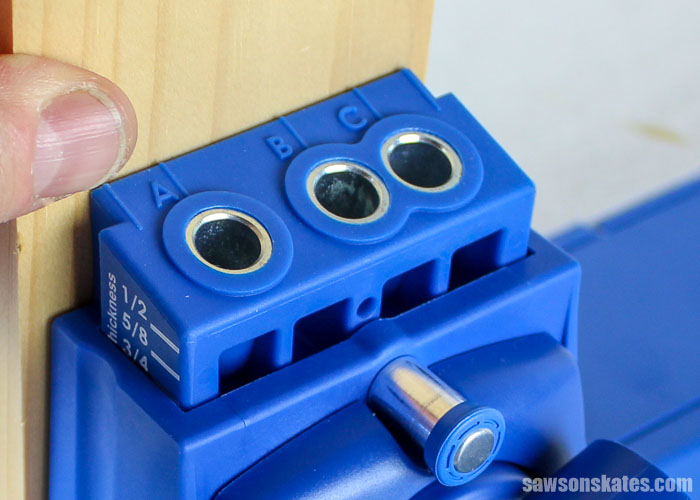 Pocket holes should be drilled in different holes for different wood widths
