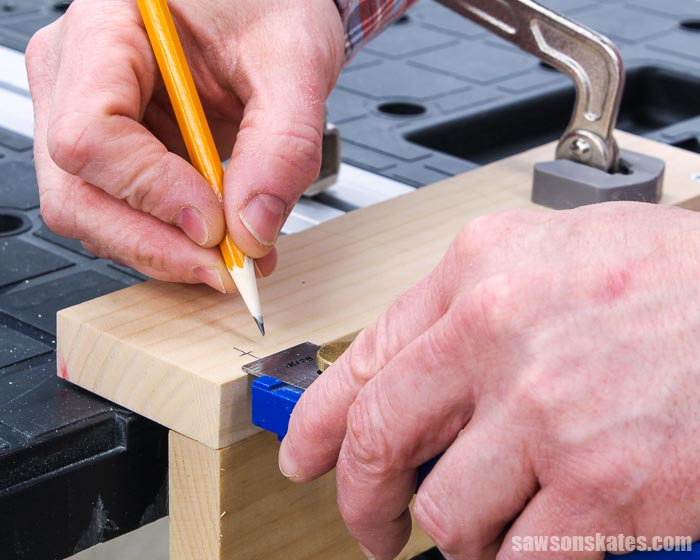 Marking the location to drill a counter sink hole with a combination countersink bit