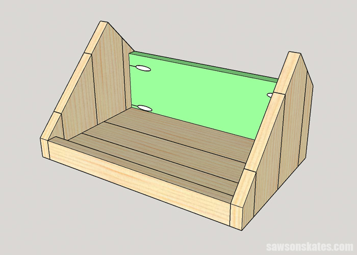 Sketch showing how to install the back on a DIY book stand