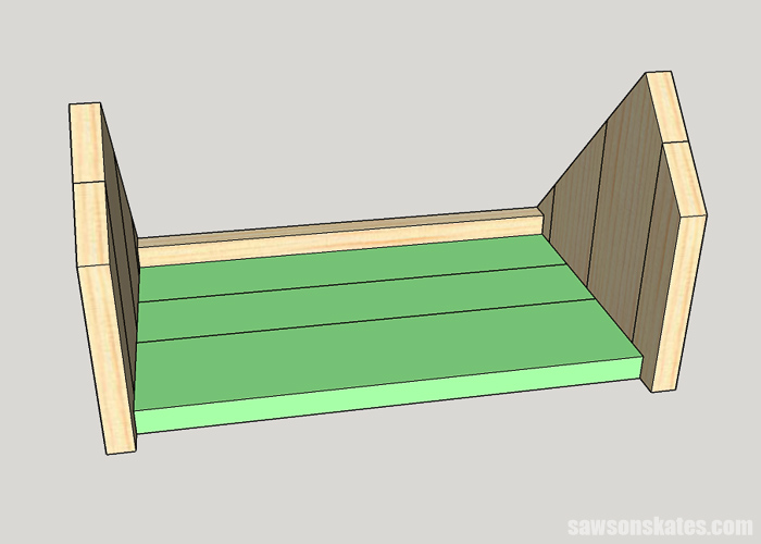 Sketch showing how to install the bottom on a DIY book stand