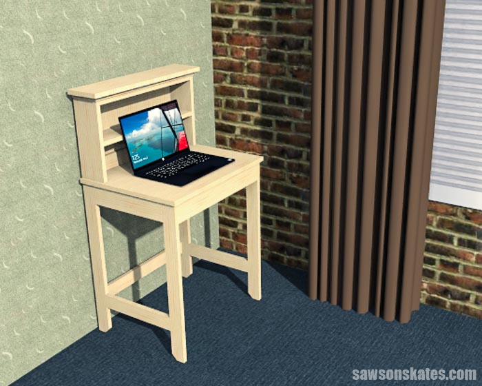 DIY writing desk with a laptop