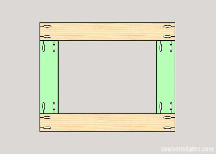Sketch showing how to make the bottom of a miter saw stand