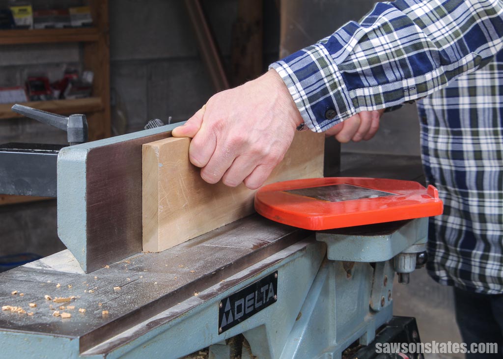 Using a jointer to joint the edge of a board