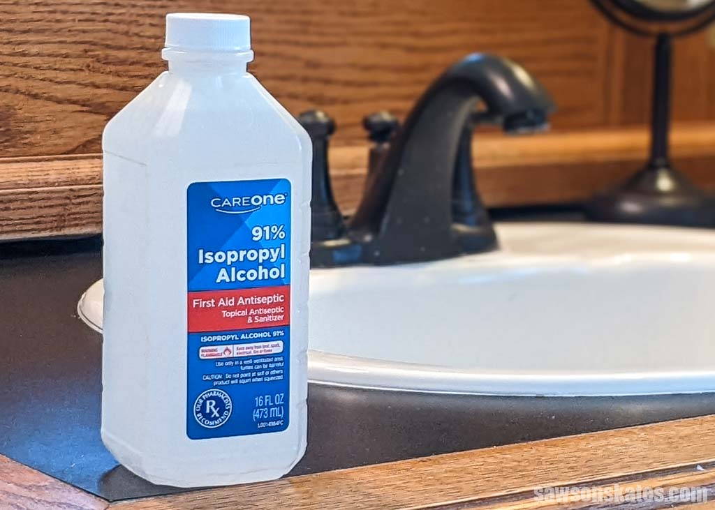 Isopropyl alcohol on a bathroom vanity