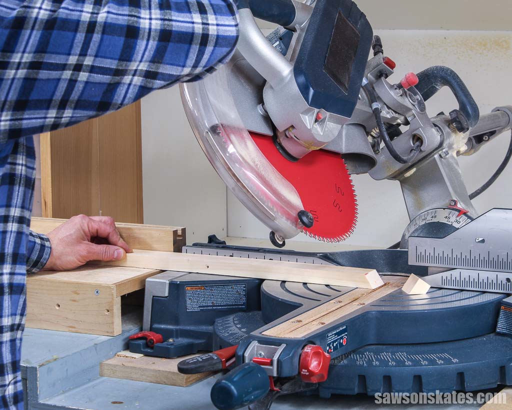 Making a bevel cut with a miter saw