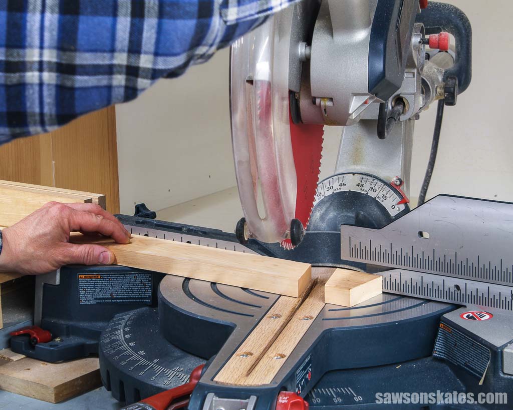 Making a miter cut with a miter saw