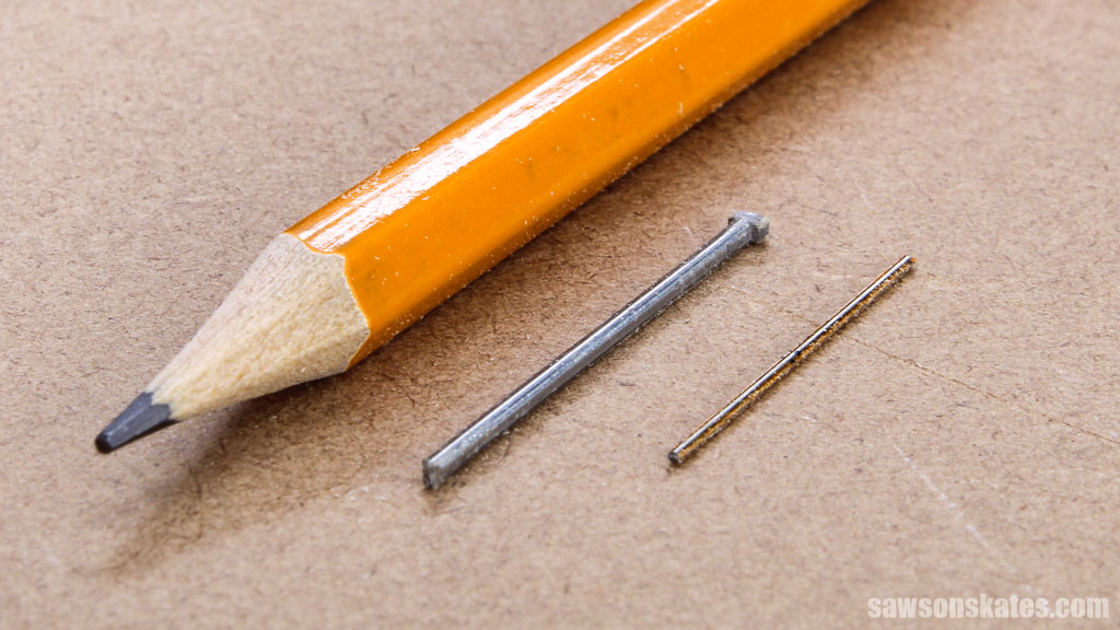 Size difference between a brad nail vs pin nail