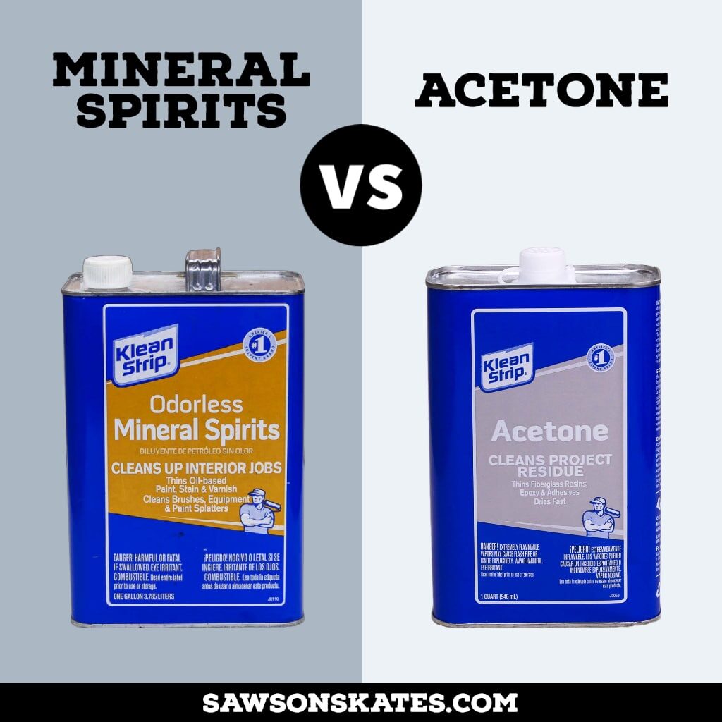 Graphic comparing minerals spirits vs acetone
