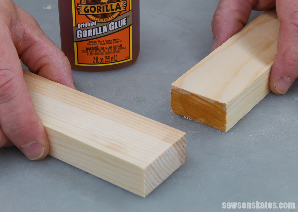 Gluing a butt joint with polyurethane adhesive