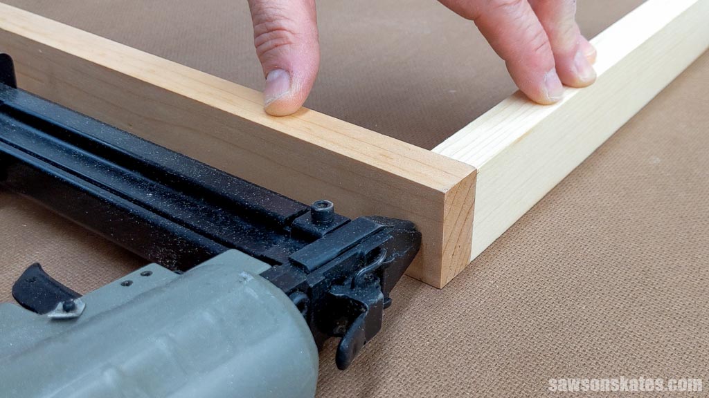 Using a brad nailer to join two small pieces of wood