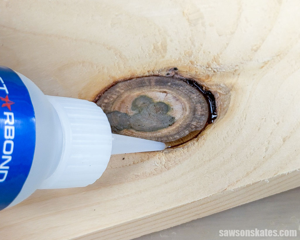 Filling a wood knot with CA glue