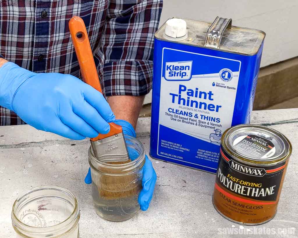 Using paint thinner to clean polyurethane off of a paintbrush