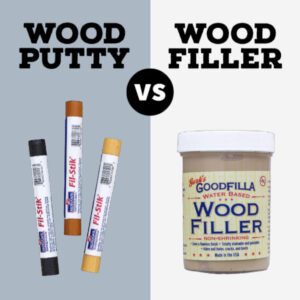 Images and text comparing wood putty vs filler