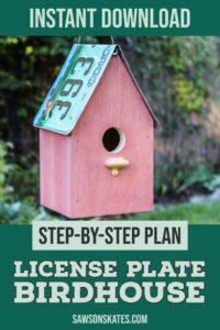 Turn old license plates into a unique birdhouse! This easy afternoon DIY project will add personality and a pop of color to any yard!