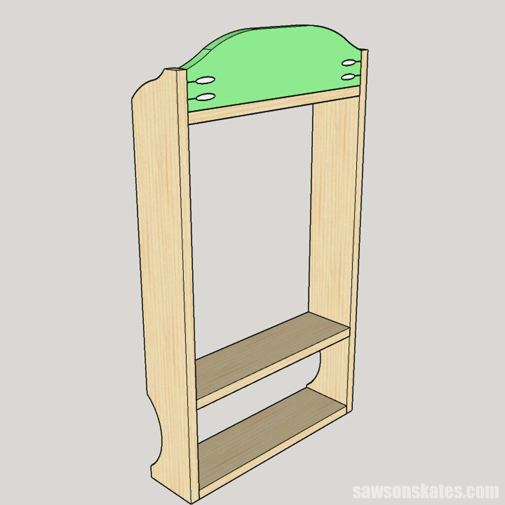 Sketch showing how to attach the top to a DIY medicine cabinet