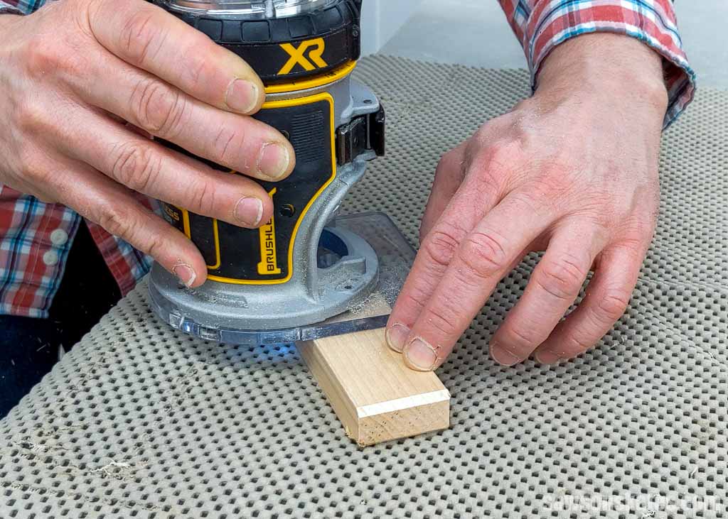 Using a router to chamfer a piece of wood