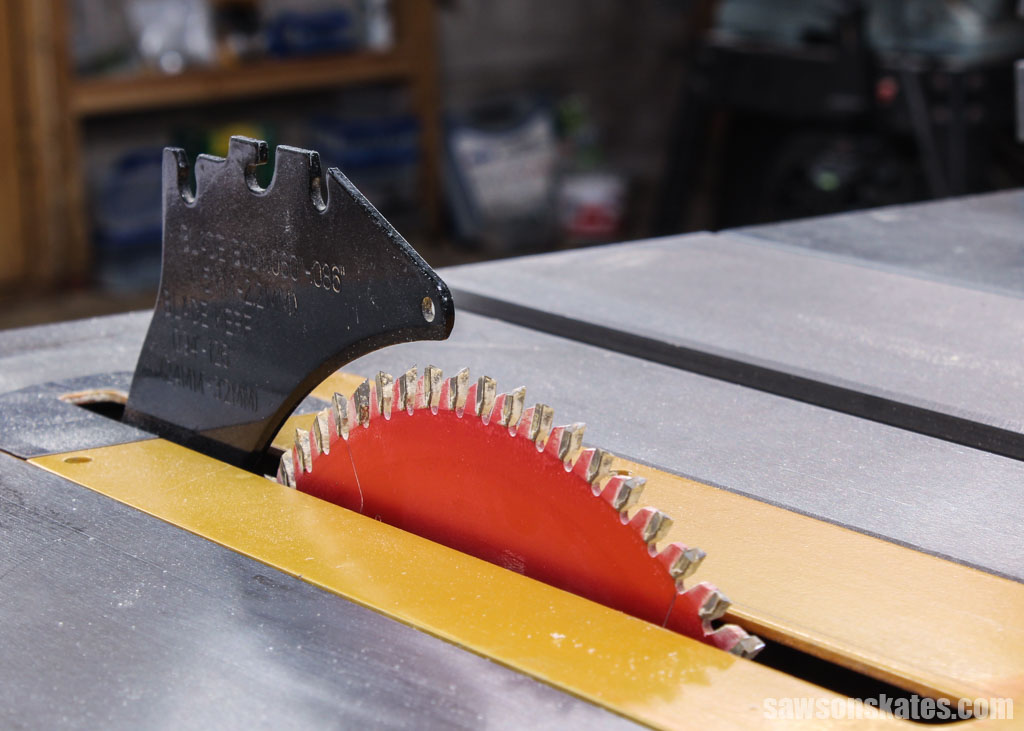 Riving knife behind a table saw's blade