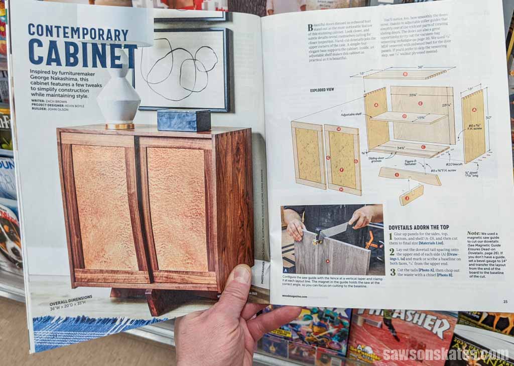 Woodworking plan on the inside pages of Wood magazine