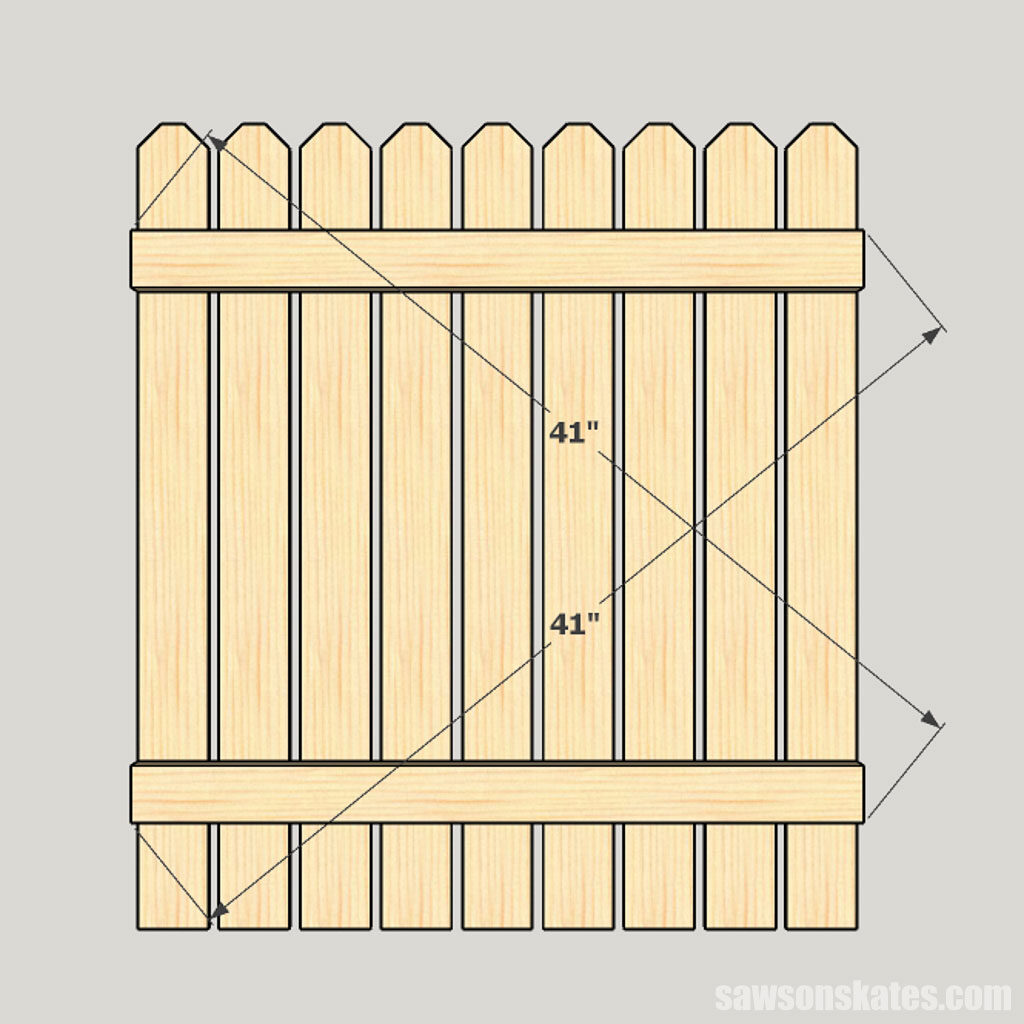 Sketch showing how to check if the fence panel is square
