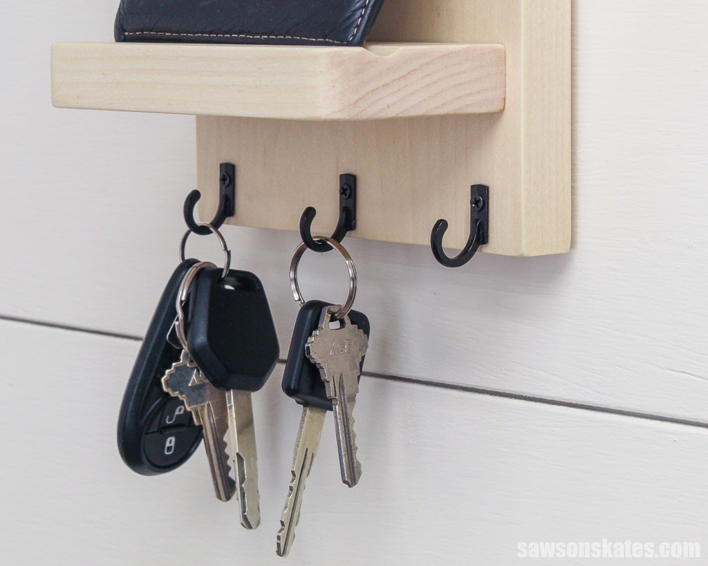 Three hooks at the bottom of a DIY key holder