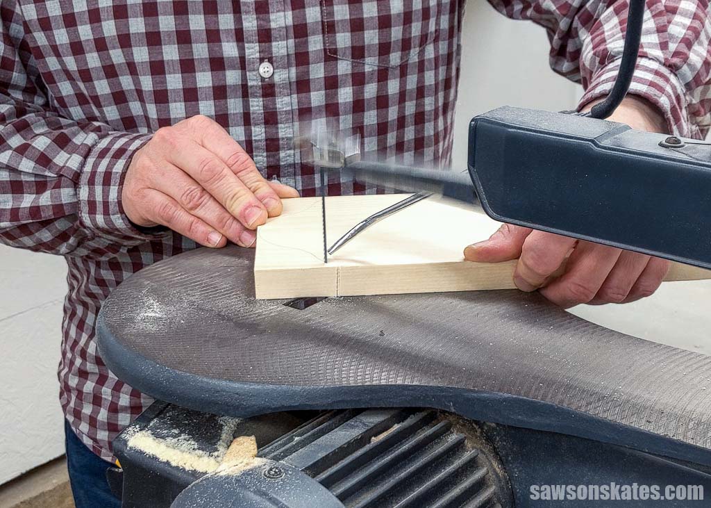 Cutting a shape out of a board using a scroll saw
