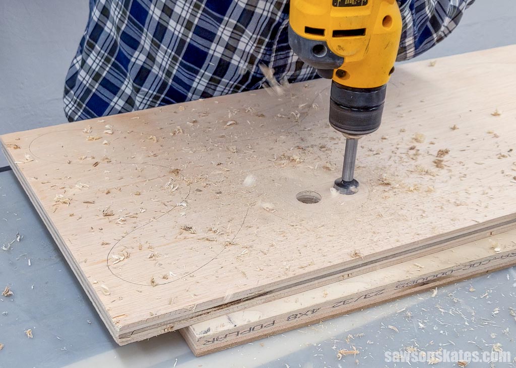 Using a drill to make a starting point for a jigsaw blade
