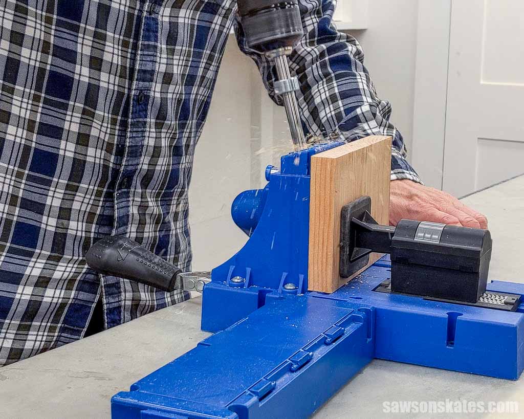 Drilling pocket holes with a pocket hole jig