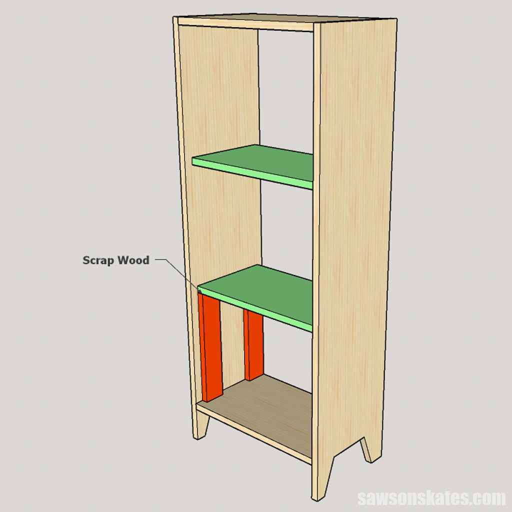 Diagram showing how to position the shelves in a DIY jelly cabinet
