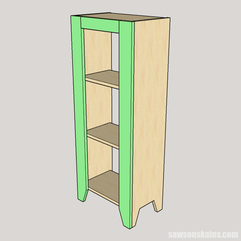 Diagram showing how to a attach a DIY jelly cabinet's face frame to its case