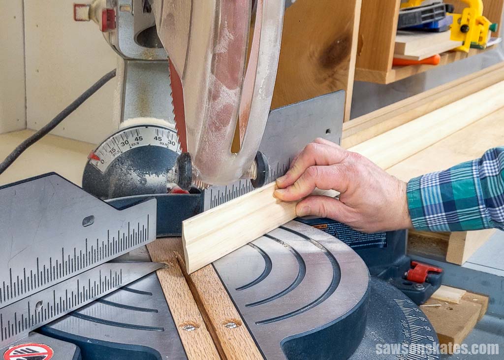 Using a miter saw to cut bed molding
