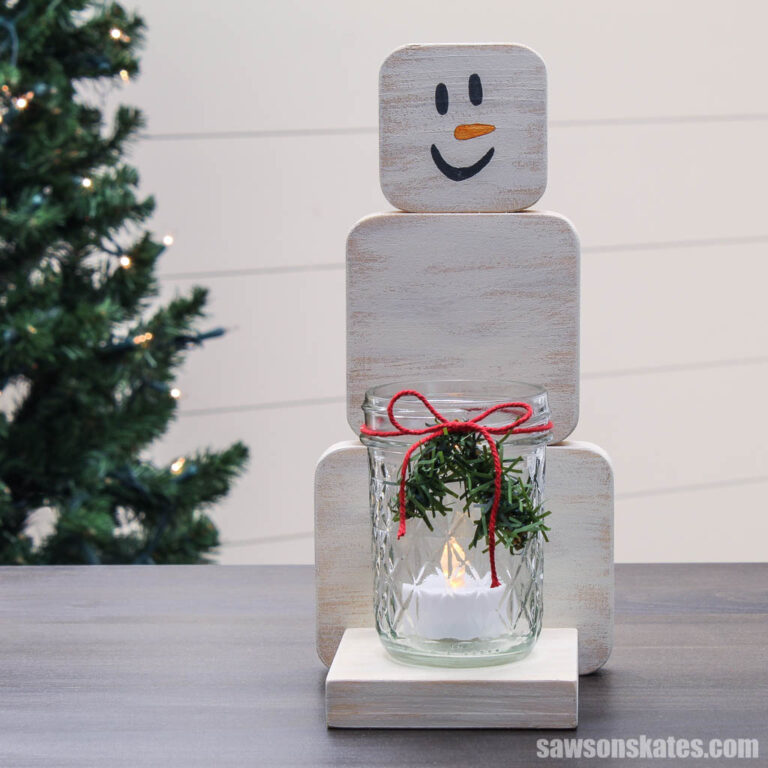 Diy Snowman Candle Holder Scrap Wood And Mason Jar Saws On Skates® 9034