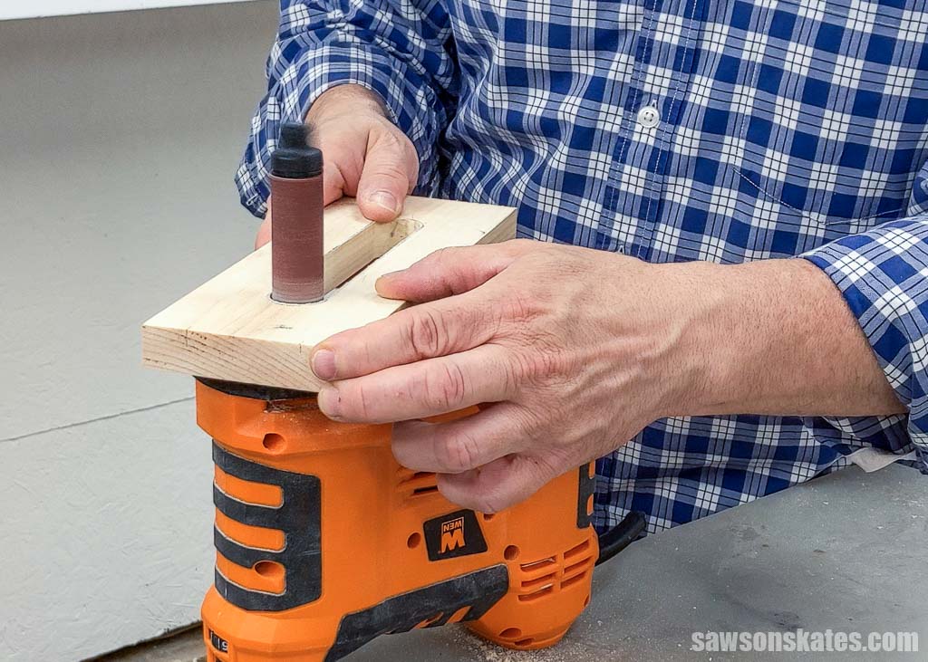 Smoothing saw marks using a spindle sander
