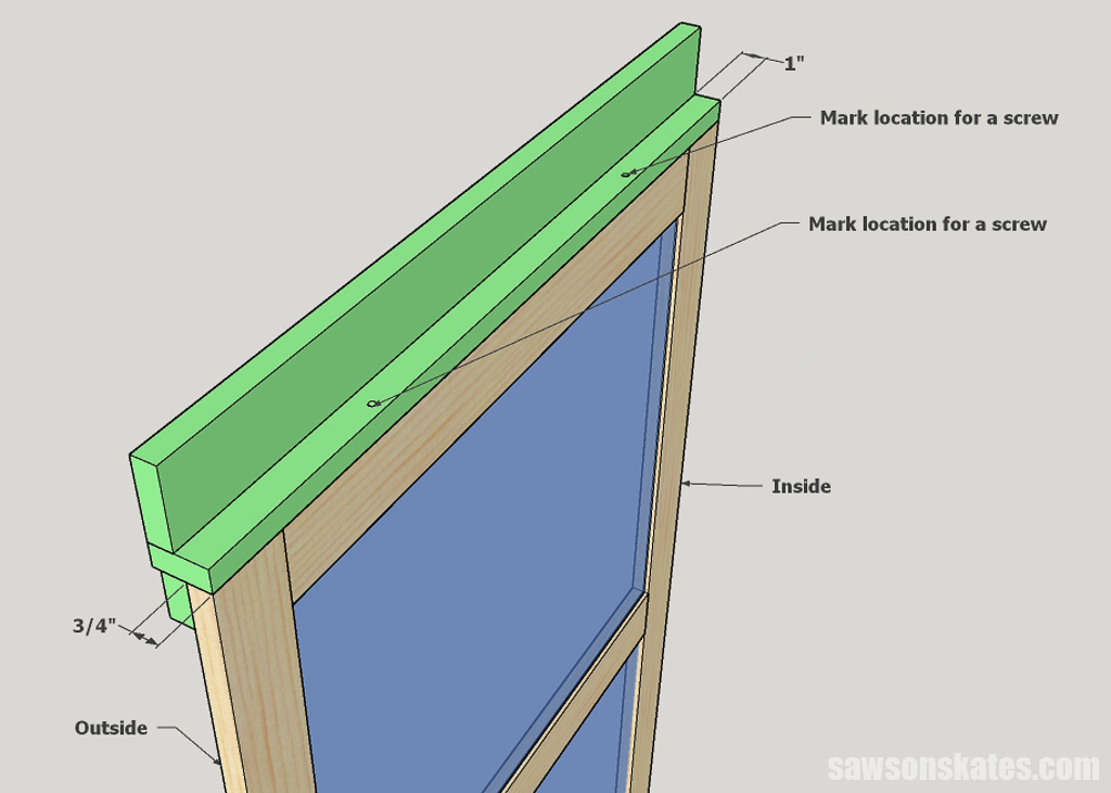 Diagram showing how to position an installation jig on a DIY storm sash