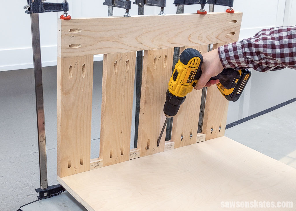 Attaching a small DIY lumber cart's lower assembly with pocket screws