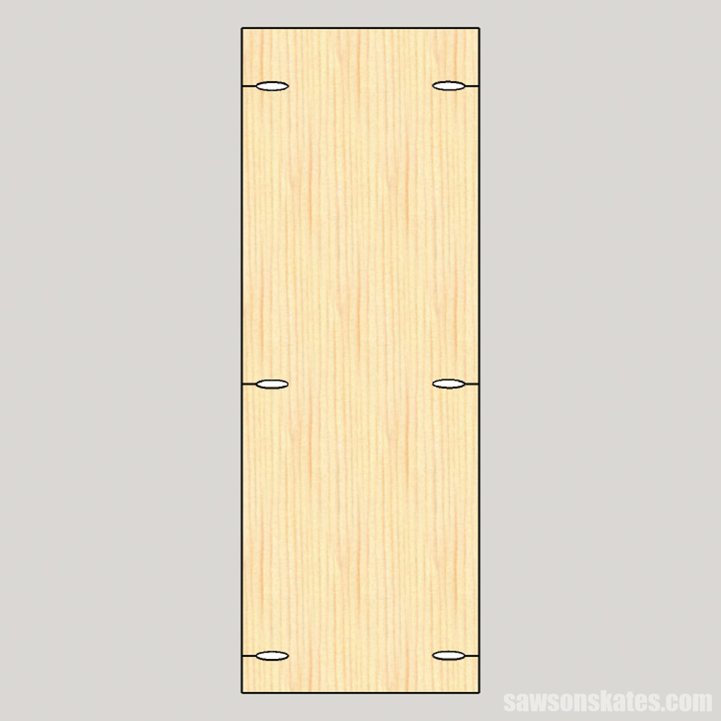 Pocket hole locations for a DIY wine cabinet's side panel