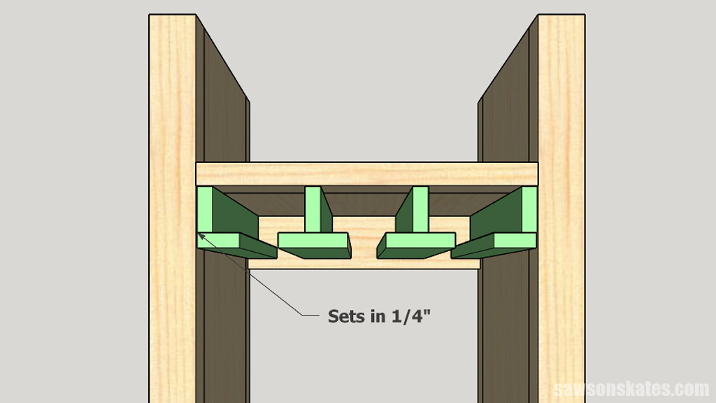 Diagram showing the placement of stemware holders in a DIY wine cabinet