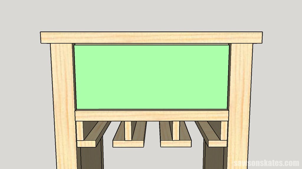 Sketch showing the drawer installed in a DIY wine cabinet