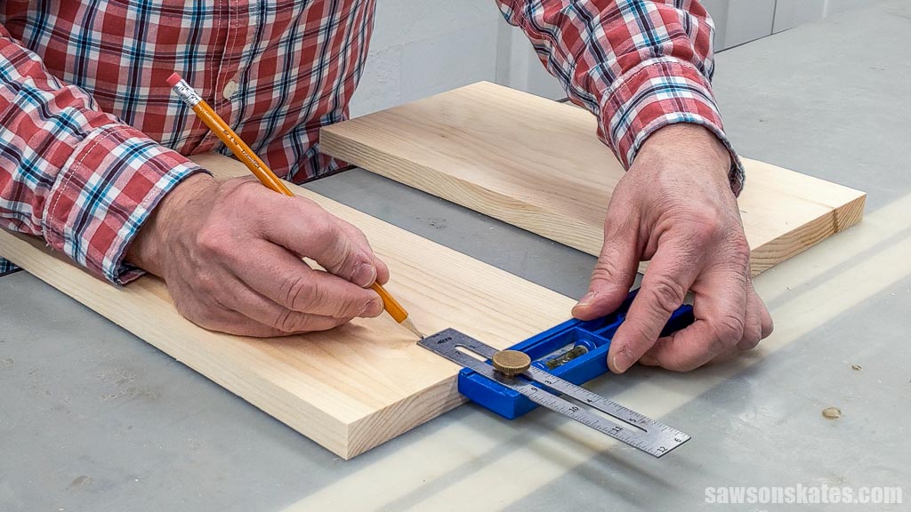 Marking the handle holes for a DIY toolbox
