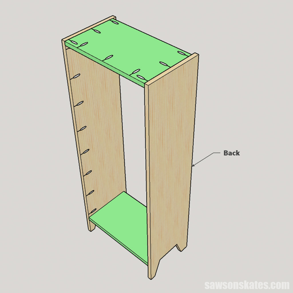 Diagram showing how to attach a DIY jelly cabinet's top and bottom to its sides